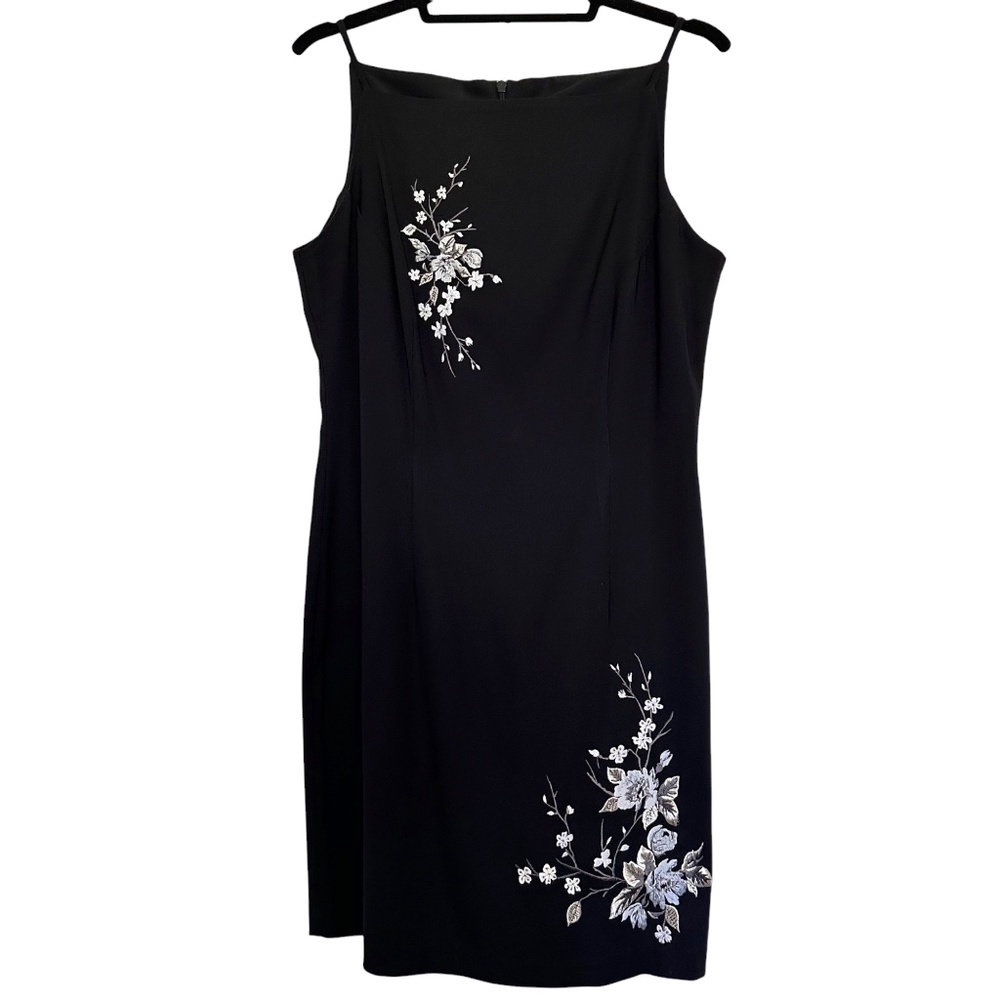 CDC Black Embroidered Mini Dress Size 10 with matching purse